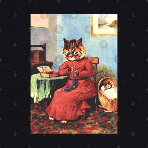 Sewing Cat by Louis Wain by KarwilbeDesigns